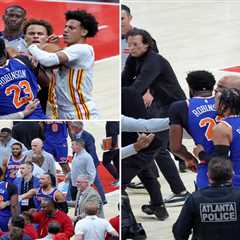 Knicks and Hawks get into fiery scuffle with Mitchell Robinson, Dyson Daniels ejected in wild scene