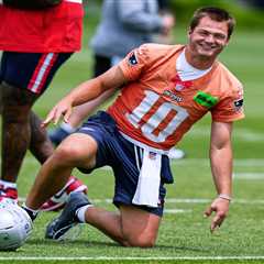 Patriots QB Drake Maye has awkward ‘thiccer’ debate with reporter