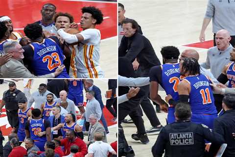Knicks and Hawks get into fiery scuffle with Mitchell Robinson, Dyson Daniels ejected in wild scene