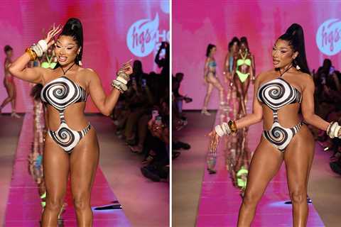 Megan Thee Stallion Wears Psychedelic Swimsuit During Miami Swim Week
