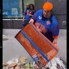 Knicks Fan Steals Blue & Orange Trash Can From Streets, NYPD Responds