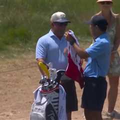 Miles Russell’s dad caddies for him on final US Open hole in heartwarming Father’s Day moment