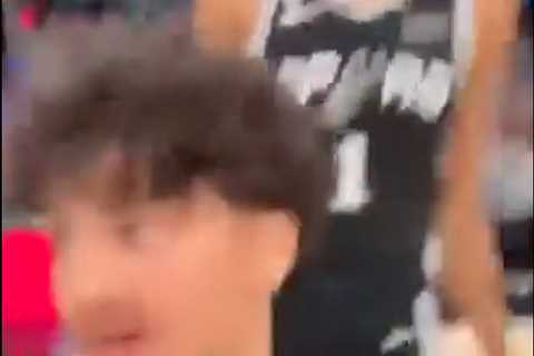 New angle shows fan storming court for selfie with smiling Victor Wembanyama in Knicks-Spurs NBA..