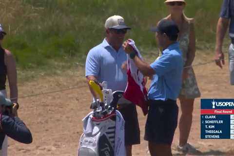 Miles Russell’s dad caddies for him on final US Open hole in heartwarming Father’s Day moment