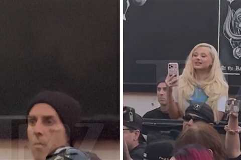 Travis Barker and Alabama Cheer On Landon at L.A. Gig