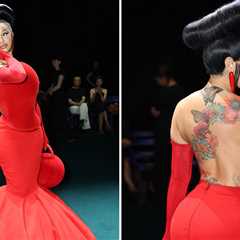 Cardi B Looks Sexy In Red Dress At Robert Wun Haute Couture Show