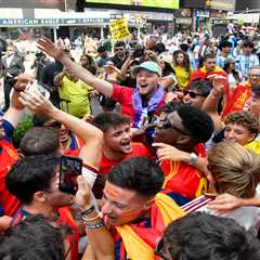 Jubilant Spain fans flock to NYC landmarks to celebrate World Cup win among dejected Argentinians