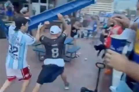 Argentina fans turn on each other as tables, benches fly in wild World Cup scene
