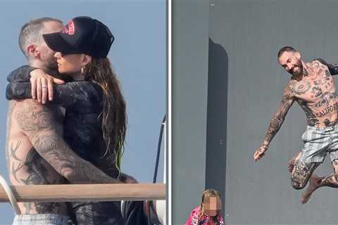 Adam Levine and Behati Prinsloo Can't Keep Hands Off Each Other During Yacht Day