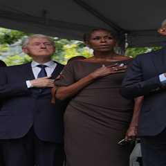 Michelle Obama Wore a Brown Ferragamo Leather-Trim Jersey Maxi Dress at the 25th Anniversary of..