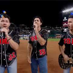 Jonas Brothers Barely Audible Over Screaming Fans During Spirited Banana Bowl 9th Inning Performance